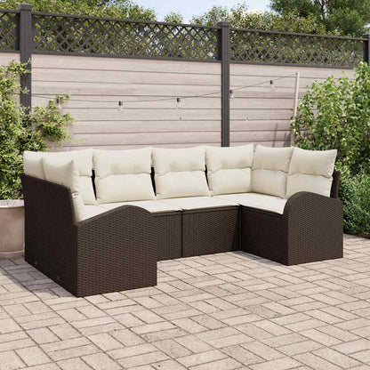 Set Divano da Giardino 6 pcs Marrone e bianco polyrattan | homemem39
