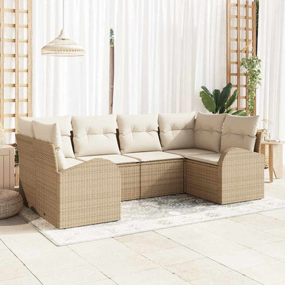Set Divano da Giardino 6 pcs Beige e Bianco polyrattan | homemem39