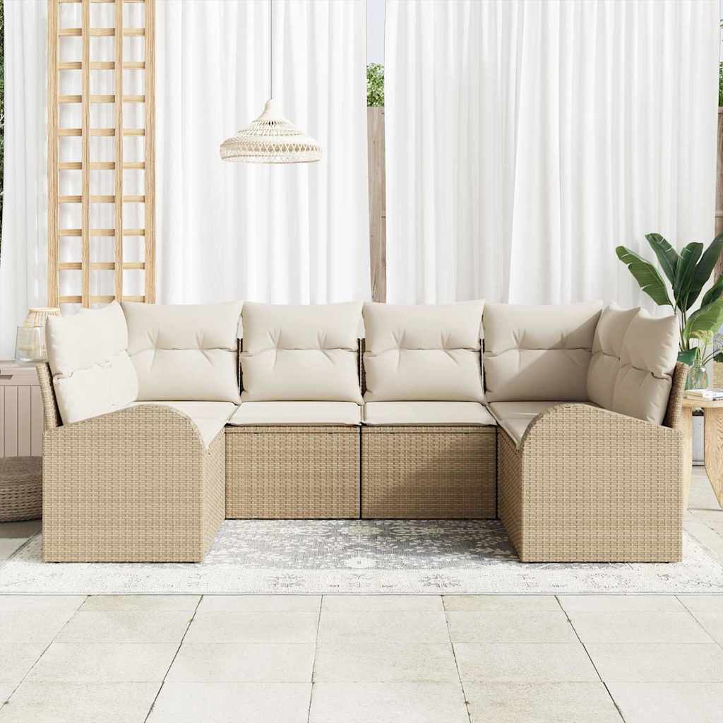 Set Divano da Giardino 6 pcs Beige e Bianco polyrattan | homemem39