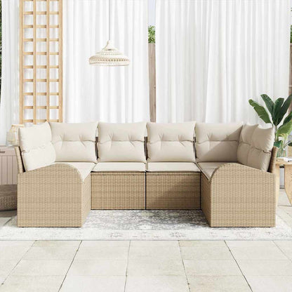 Set Divano da Giardino 6 pcs Beige e Bianco polyrattan | homemem39