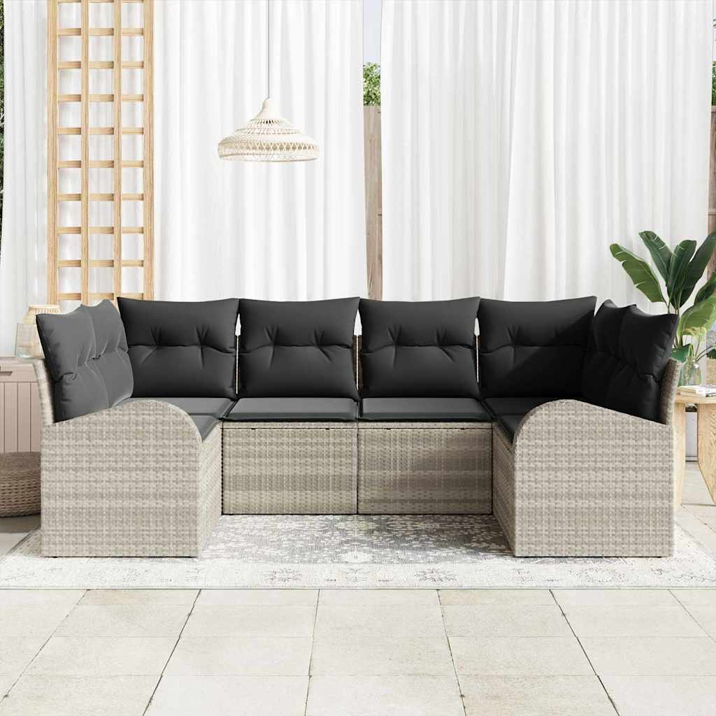 Set Divano da Giardino 6 pcs Grigio chiaro polyrattan | homemem39