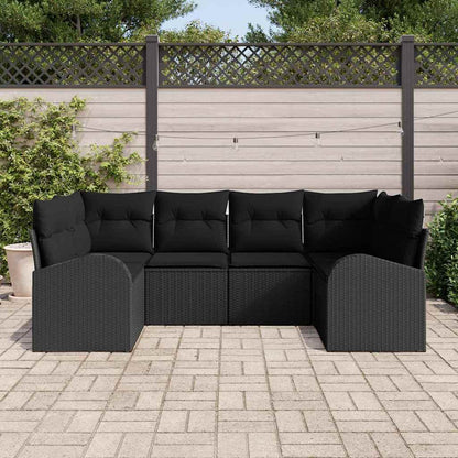 Set Divano da Giardino con cuscino 6 pcs Nero polyrattan | homemem39