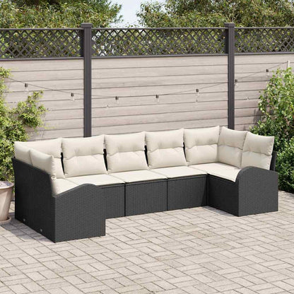 Set Divano da Giardino 7 pcs Nero e Bianco polyrattan | homemem39