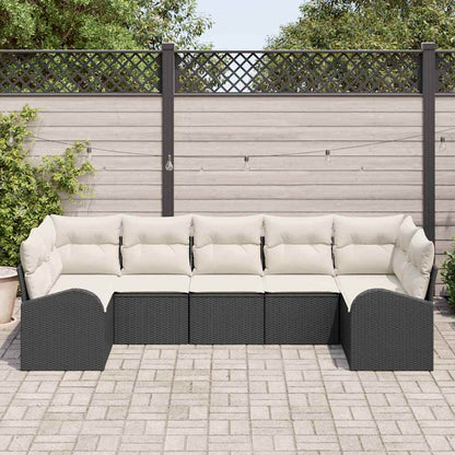 Set Divano da Giardino 7 pcs Nero e Bianco polyrattan | homemem39