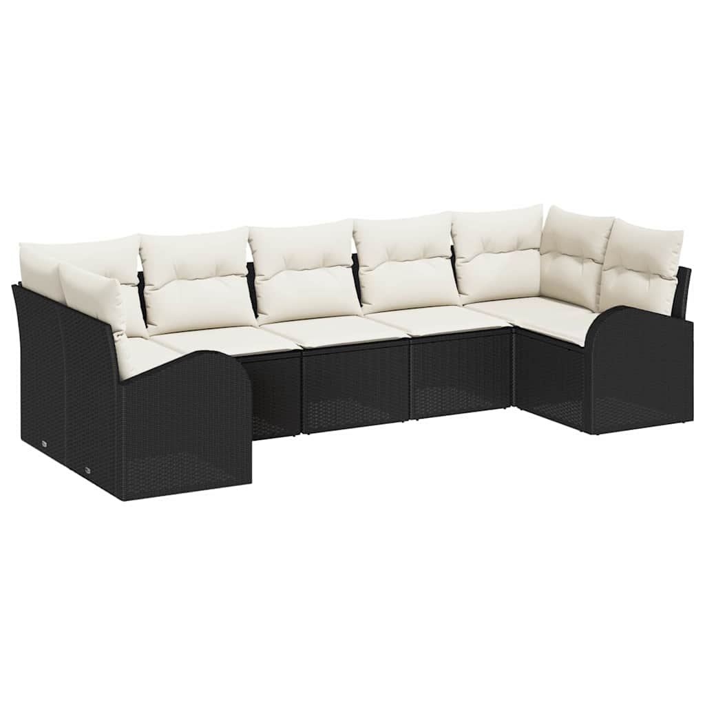 Set Divano da Giardino 7 pcs Nero e Bianco polyrattan | homemem39