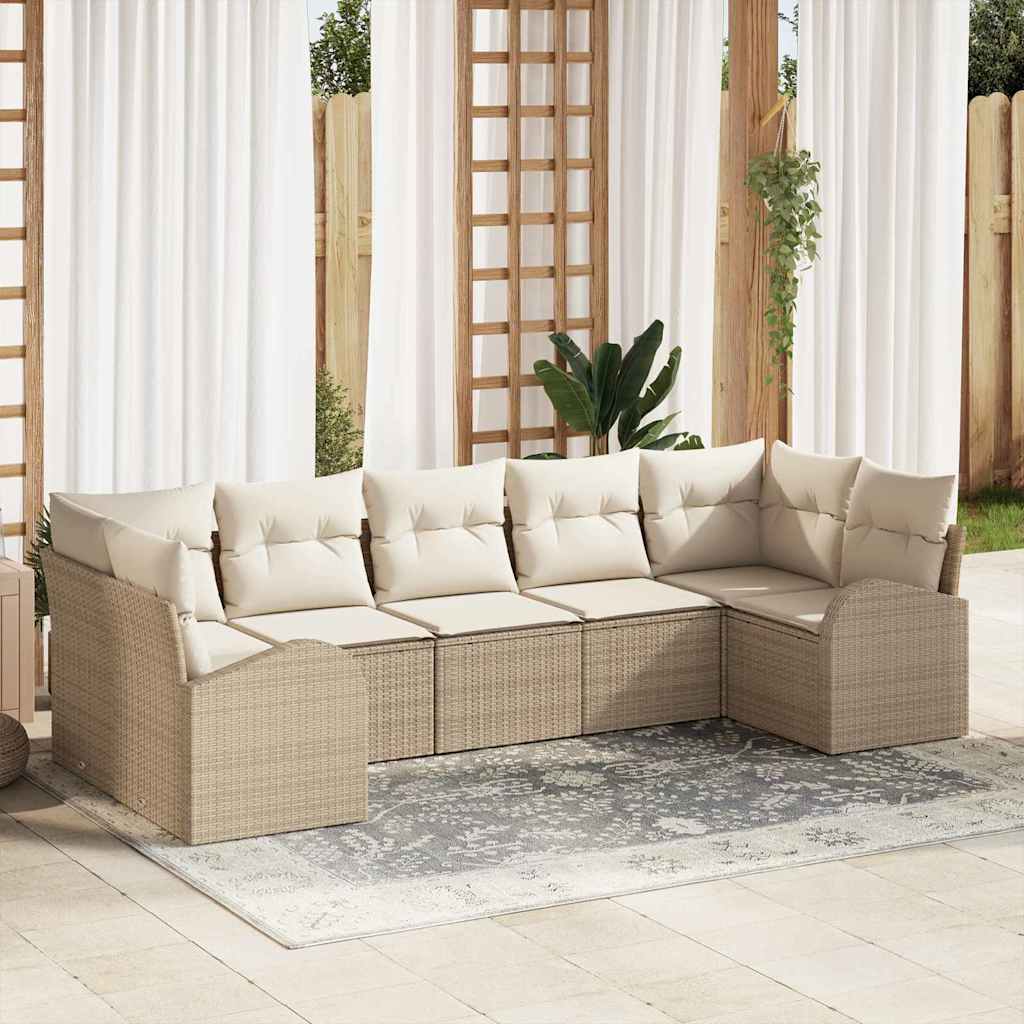 Set Divano da Giardino 7 pcs Beige e Bianco polyrattan | homemem39