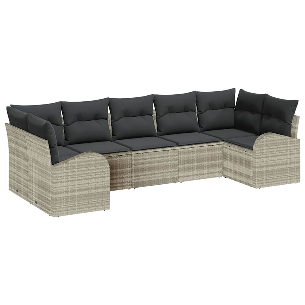 Set Divano da Giardino 7 pcs Grigio chiaro polyrattan | homemem39