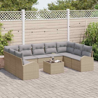 Set Divano da Giardino 10 pcs Beige e grigio chiaro polyrattan | homemem39