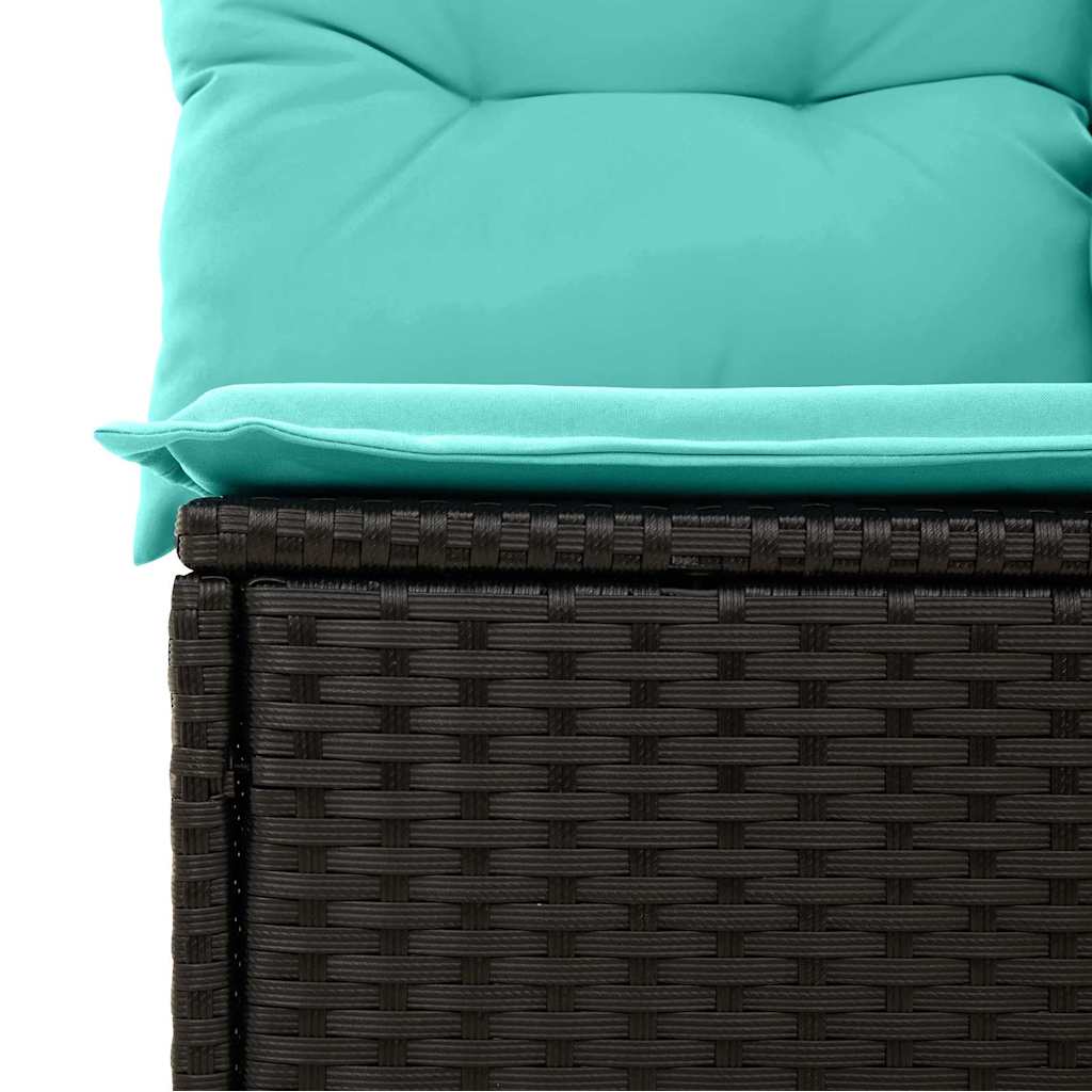 Set Divano da Giardino 10 pz Nero e Turchese polyrattan