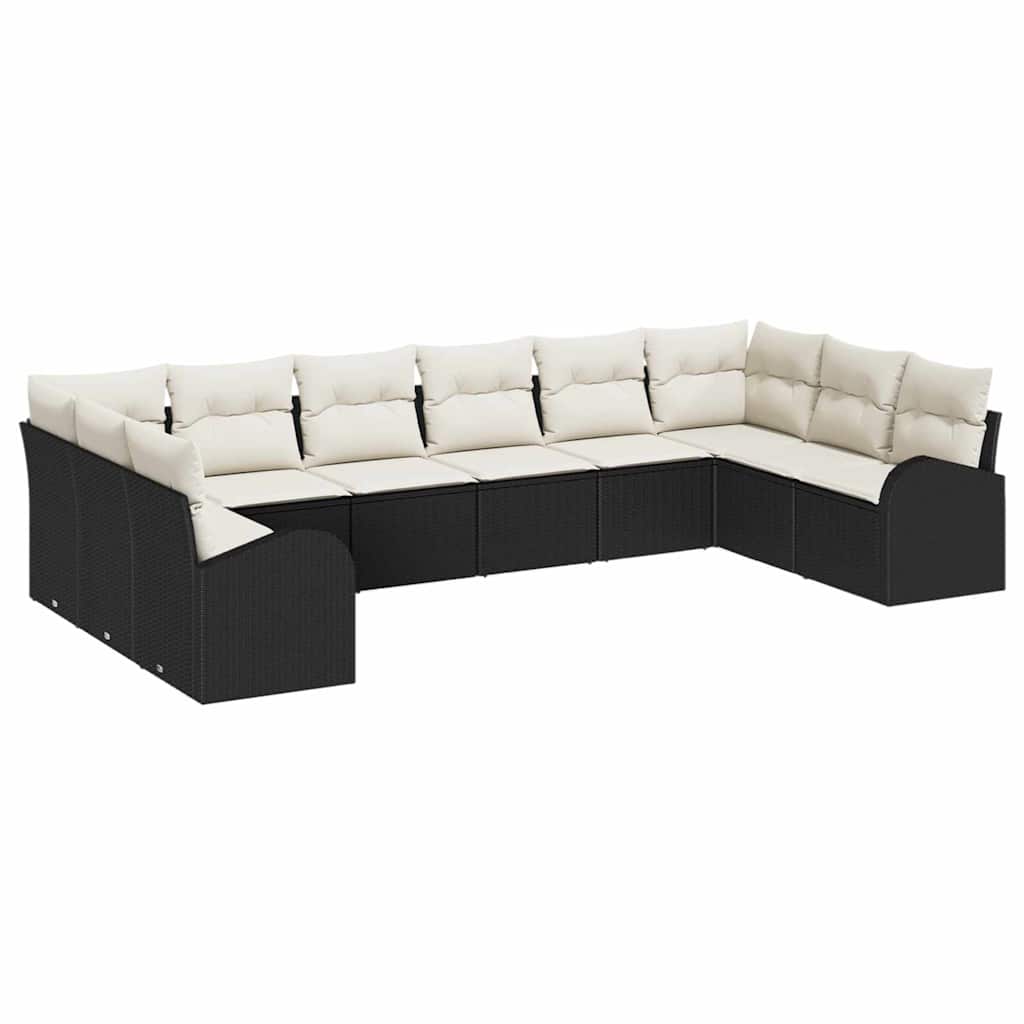 Set Divano da Giardino 10 pcs Nero e Bianco polyrattan | homemem39