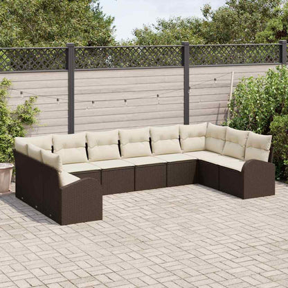 Set Divano da Giardino 10 pcs Marrone e bianco polyrattan | homemem39