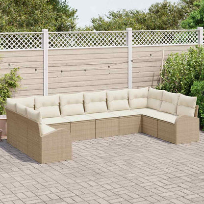 Set Divano da Giardino 10 pcs Beige e Bianco polyrattan | homemem39