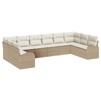 Set Divano da Giardino 10 pcs Beige e Bianco polyrattan | homemem39
