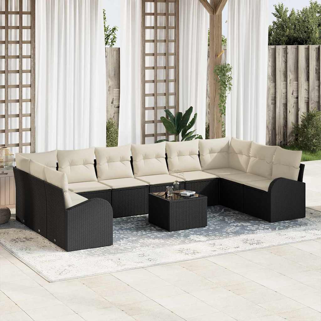 Set Divano da Giardino 11 pcs Marrone e Crema polyrattan | homemem39