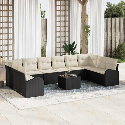 Set Divano da Giardino 11 pcs Marrone e Crema polyrattan | homemem39