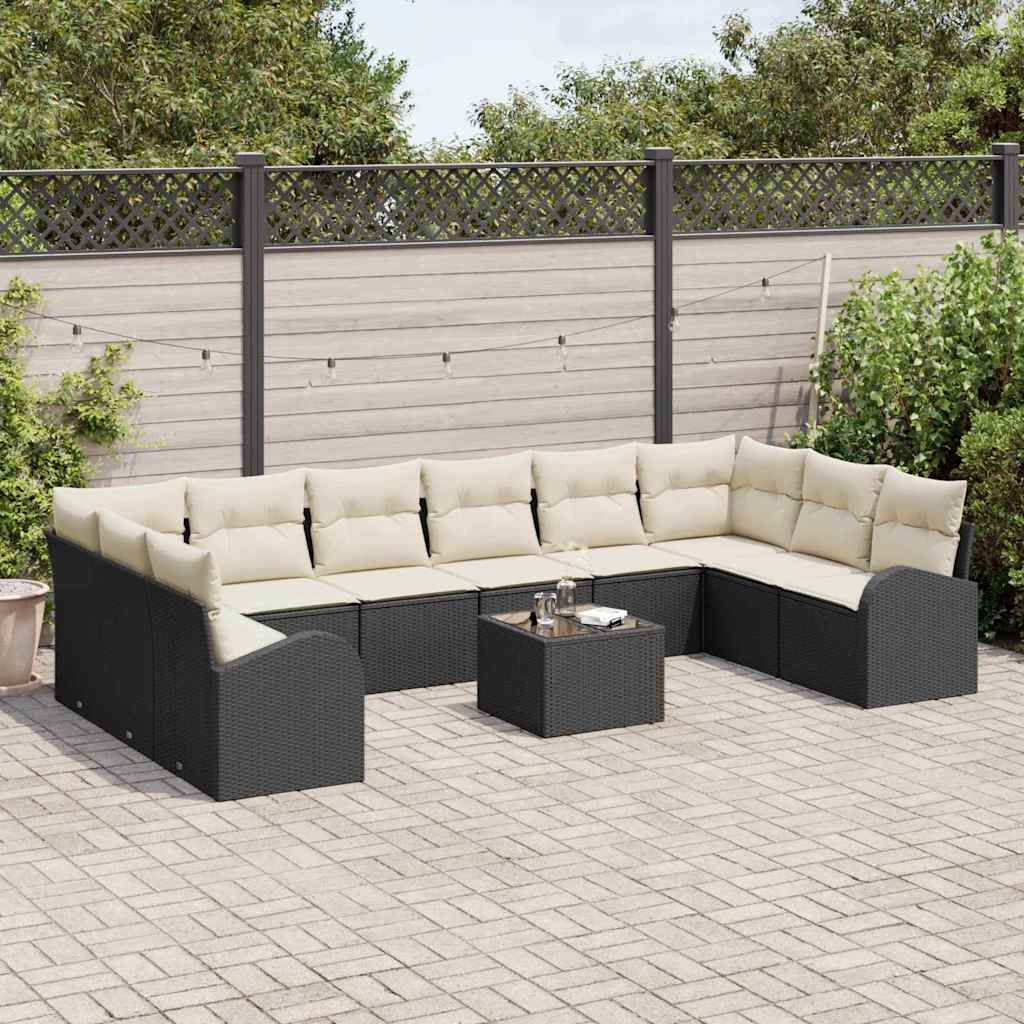 Set Divano da Giardino 11 pcs Marrone e Crema polyrattan | homemem39