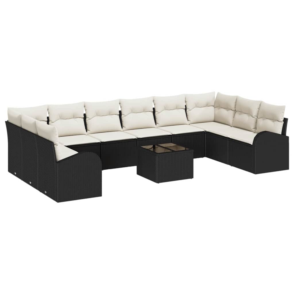 Set Divano da Giardino 11 pcs Marrone e Crema polyrattan | homemem39