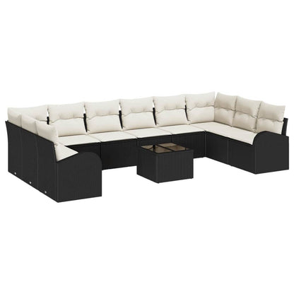 Set Divano da Giardino 11 pcs Marrone e Crema polyrattan | homemem39