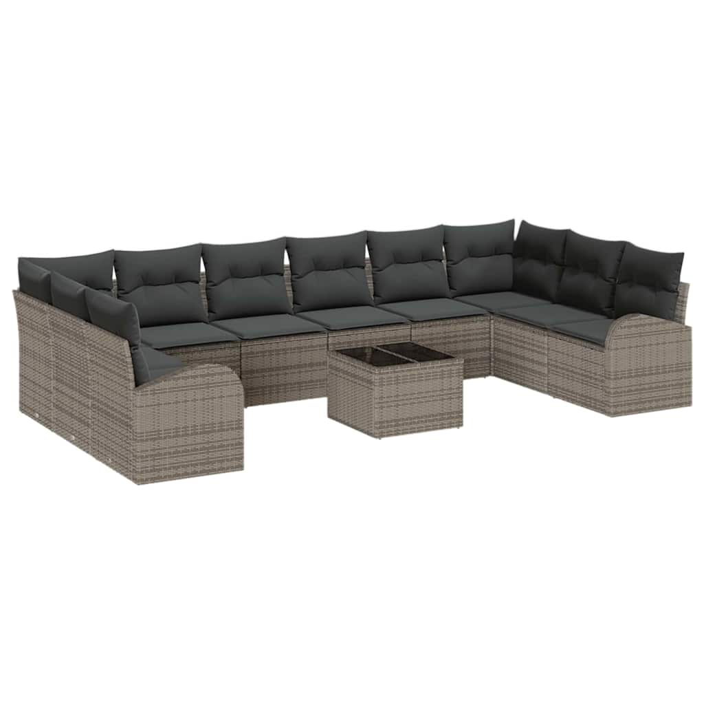 Set Divano da Giardino 11 pcs Grigio chiaro polyrattan | homemem39