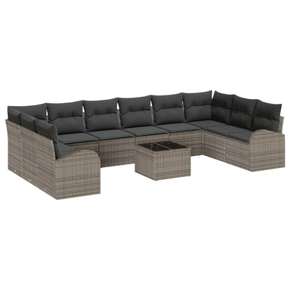 Set Divano da Giardino 11 pcs Grigio chiaro polyrattan | homemem39
