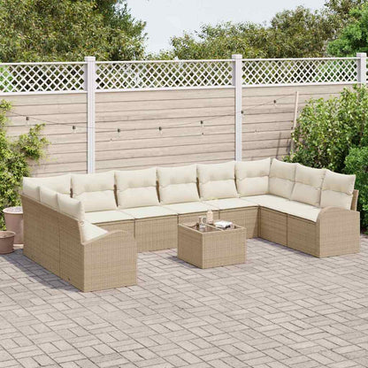 Set Divano da Giardino 11 pcs Beige e Crema polyrattan | homemem39