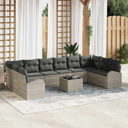 Set Divano da Giardino 11 pcs Grigio chiaro polyrattan | homemem39