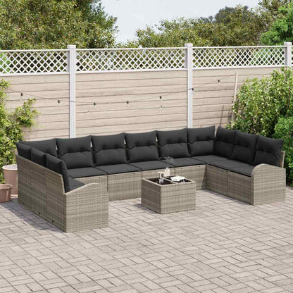 Set Divano da Giardino 11 pcs Grigio chiaro polyrattan | homemem39