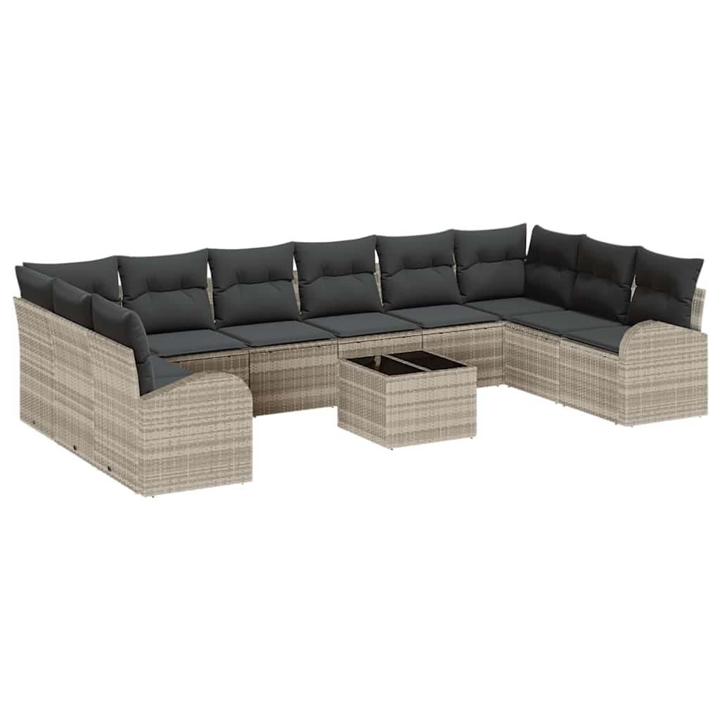 Set Divano da Giardino 11 pcs Grigio chiaro polyrattan | homemem39