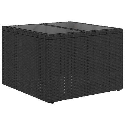 Set Divano da Giardino 11 pz Nero e Turchese polyrattan