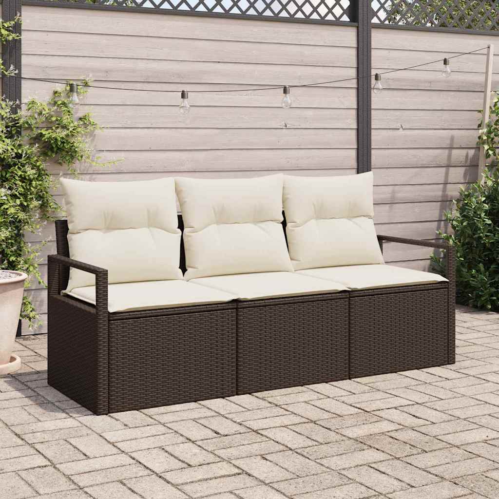 Set Divano da Giardino 3 pcs Marrone e bianco polyrattan | homemem39