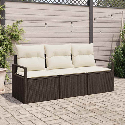Set Divano da Giardino 3 pcs Marrone e bianco polyrattan | homemem39