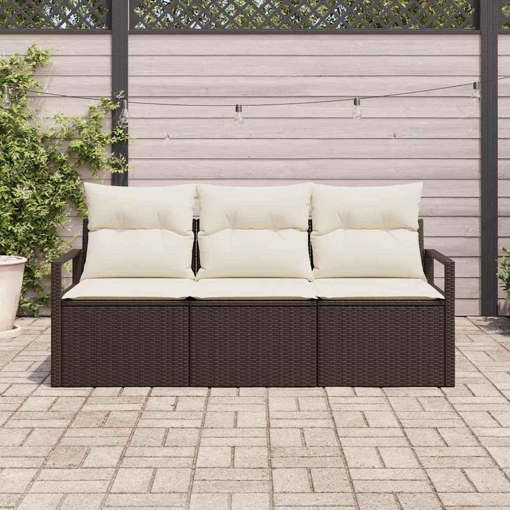 Set Divano da Giardino 3 pcs Marrone e bianco polyrattan | homemem39