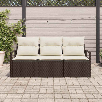 Set Divano da Giardino 3 pcs Marrone e bianco polyrattan | homemem39