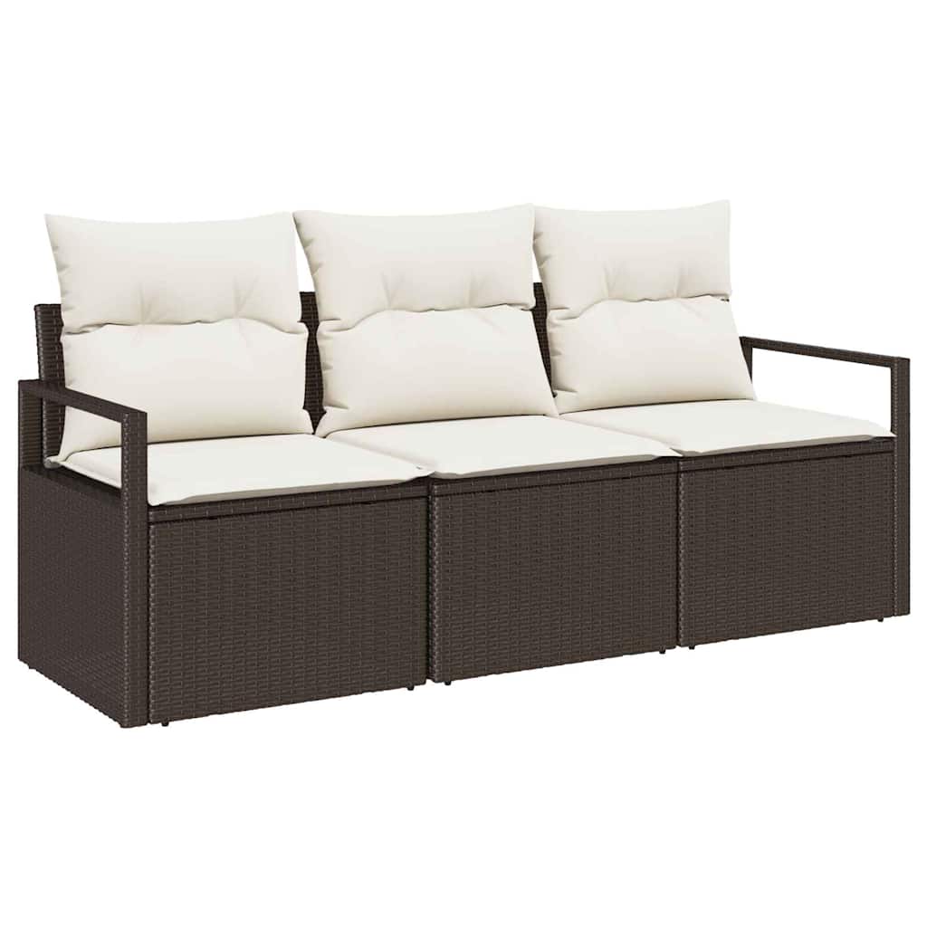 Set Divano da Giardino 3 pcs Marrone e bianco polyrattan | homemem39