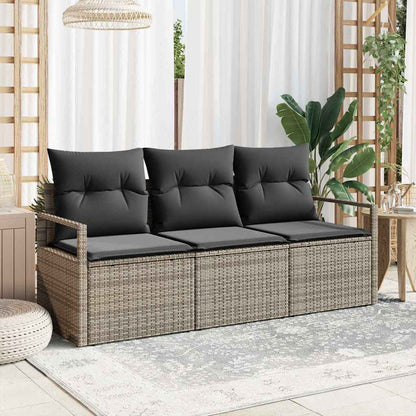 Set Divano da Giardino con cuscino 3 pcs Grigio polyrattan | homemem39