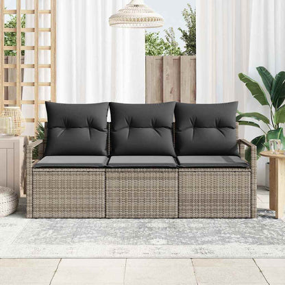 Set Divano da Giardino con cuscino 3 pcs Grigio polyrattan | homemem39