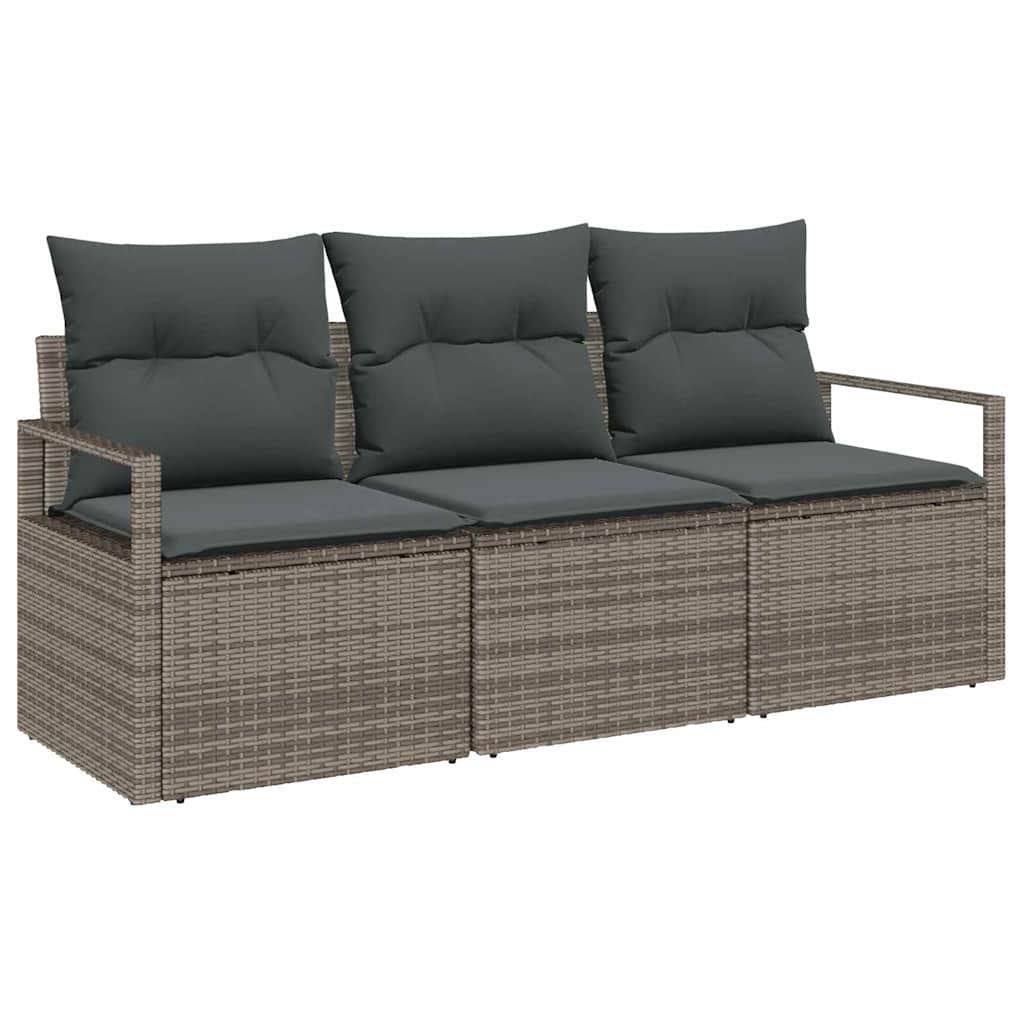 Set Divano da Giardino con cuscino 3 pcs Grigio polyrattan | homemem39