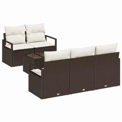 Set Divano da Giardino 6 pcs Marrone e Crema polyrattan | homemem39