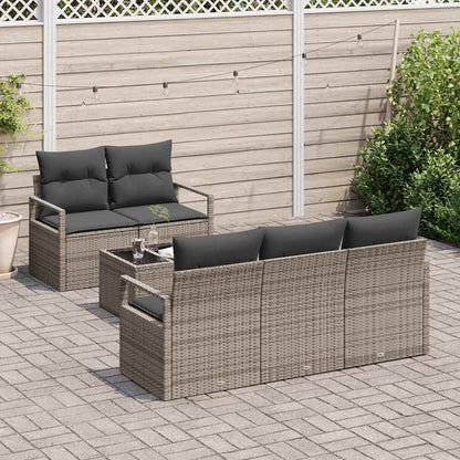 Set Divano da Giardino con cuscino 6 pcs Grigio polyrattan | homemem39