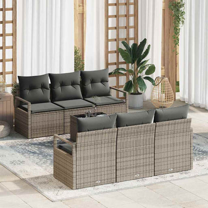 Set Divano da Giardino con cuscino 7 pcs Grigio polyrattan | homemem39