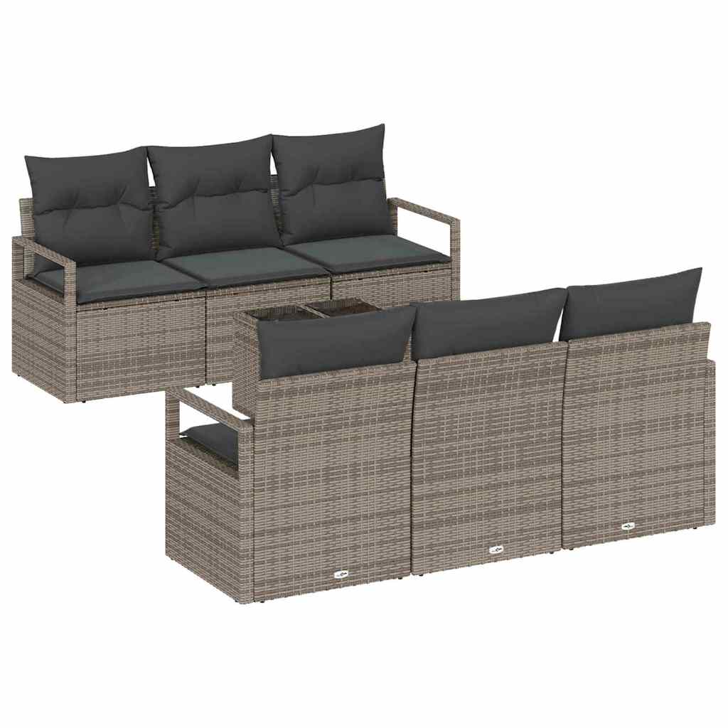 Set Divano da Giardino con cuscino 7 pcs Grigio polyrattan | homemem39