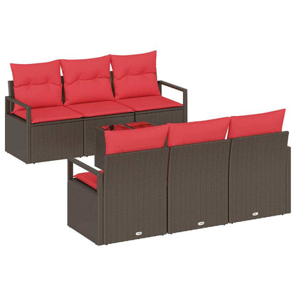 Set Divano da Giardino 7 pz 6-Numero di posti Beige e Rosso