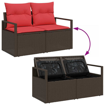 Set Divano da Giardino 7 pz 6-Numero di posti Beige e Rosso