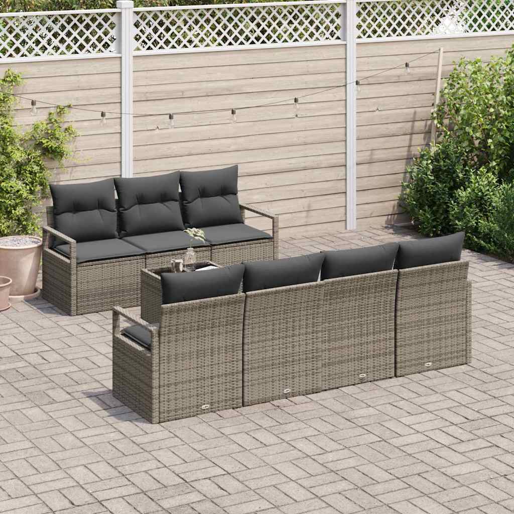 Set Divano da Giardino con cuscino 8 pcs Grigio polyrattan | homemem39