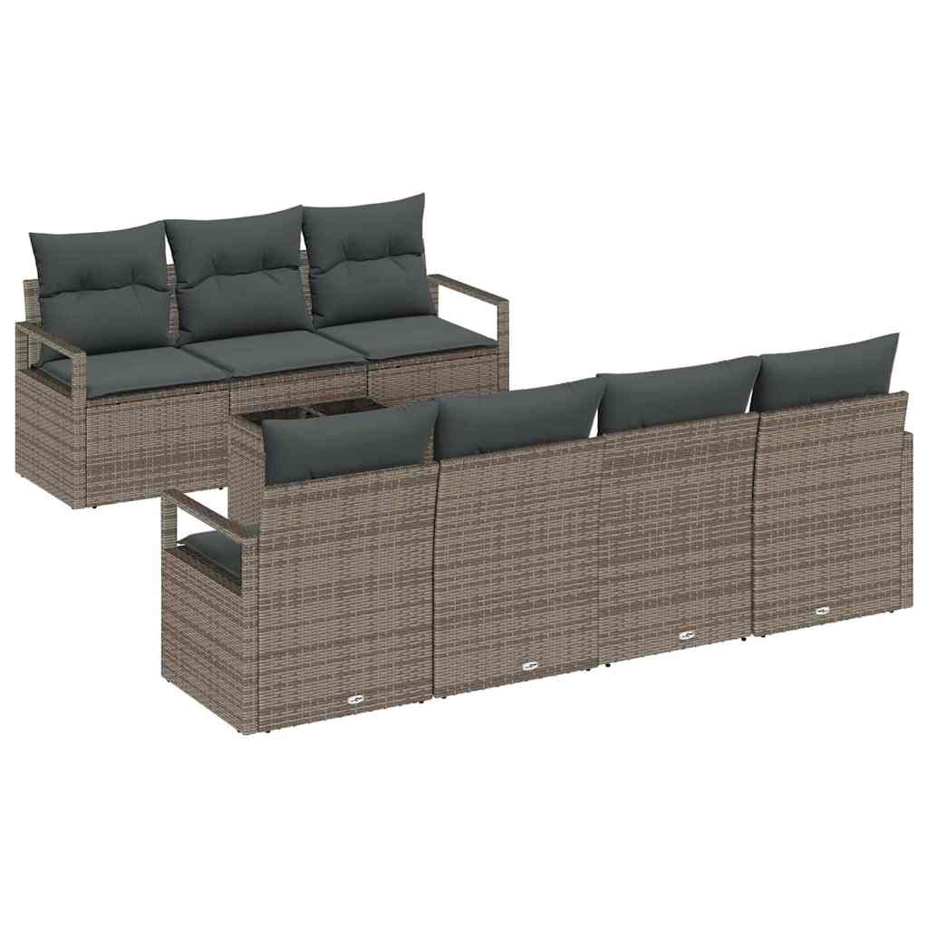 Set Divano da Giardino con cuscino 8 pcs Grigio polyrattan | homemem39