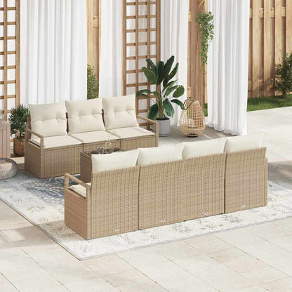 Set Divano da Giardino 8 pz 7-Numero di posti Beige e Crema