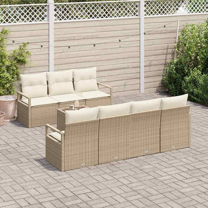 Set Divano da Giardino 8 pz 7-Numero di posti Beige e Crema