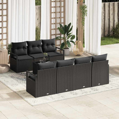 Set Divano da Giardino con cuscino 8 pcs Nero polyrattan | homemem39