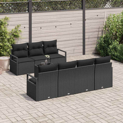Set Divano da Giardino con cuscino 8 pcs Nero polyrattan | homemem39