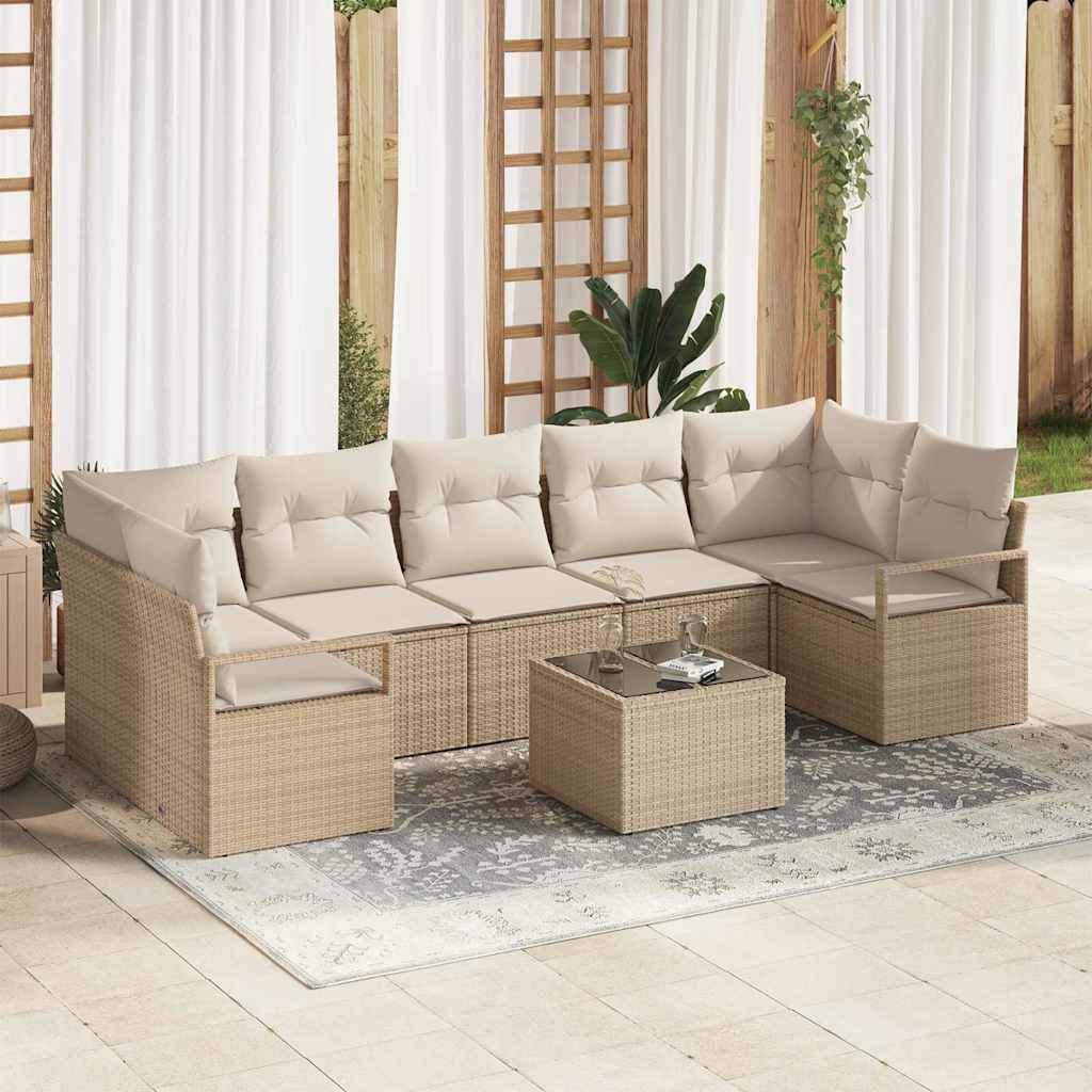 Set Divano da Giardino con cuscino 8 pcs Beige e Crema | homemem39